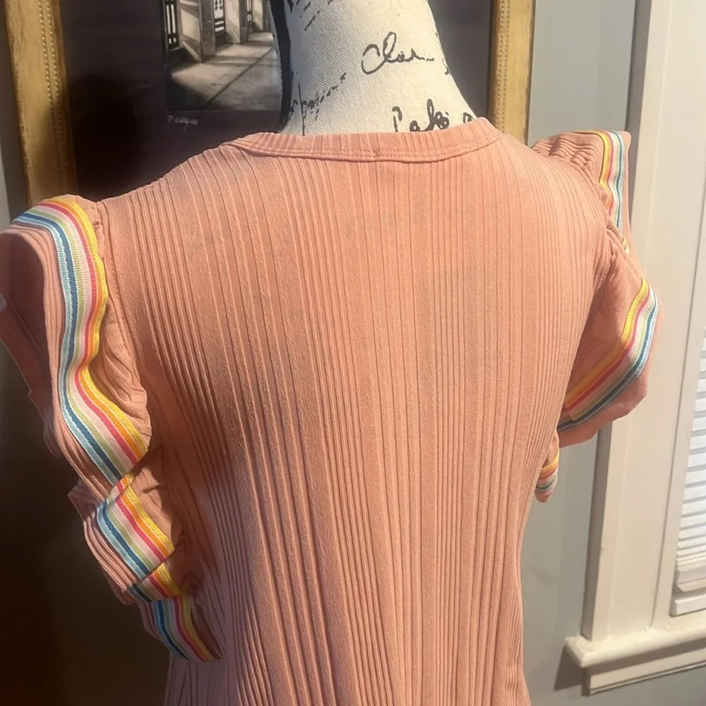 Raw Edge Ruffled & Ribbed Rainbow Tank (Medium) - Picture 7 of 9